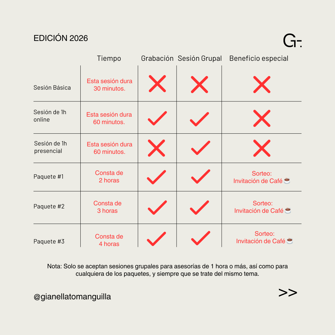 Asesorías de Arquitectura de 1h Presencial